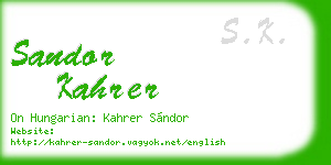 sandor kahrer business card